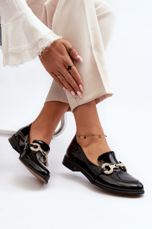 Zazoo 2880 Sieviešu Mokasīni Laque ar ornamentiem melnas krāsas Zazoo 2880 Sieviešu Mokasīni Laque ar ornamentiem melnas krāsas