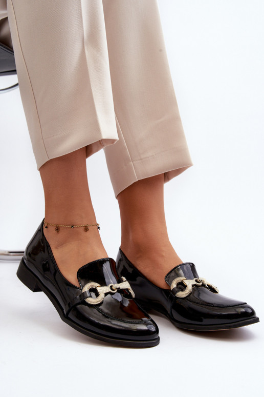 Zazoo 2880 Sieviešu Mokasīni Laque ar ornamentiem melnas krāsas Zazoo 2880 Sieviešu Mokasīni Laque ar ornamentiem melnas krāsas