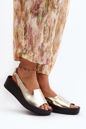 Zazoo 2893 Sieviešu basenes Āda na Biezsj PodeszInie Zelta krāsas 2