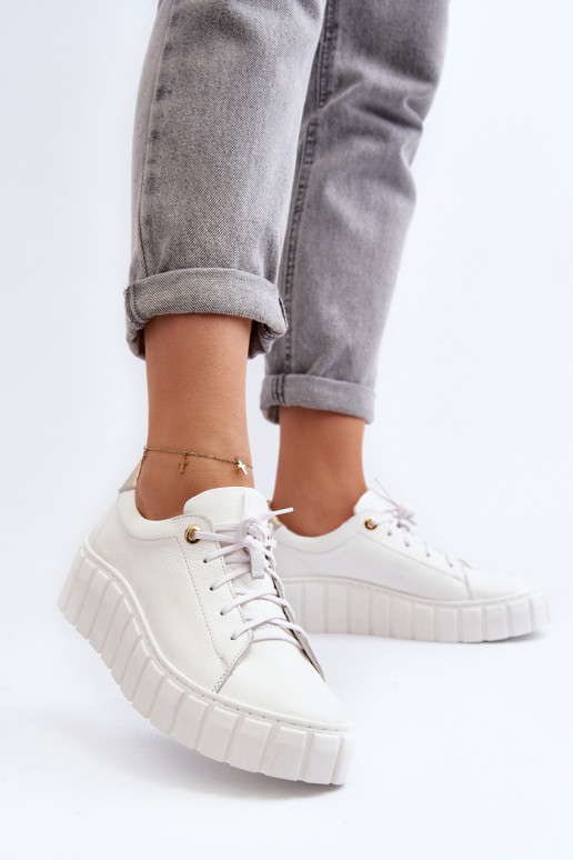 Zazoo 2919 Sieviešu Āda apavi Uz biezas zoles baltas krāsas Zazoo 2919 Sieviešu Āda apavi Uz biezas zoles baltas krāsas