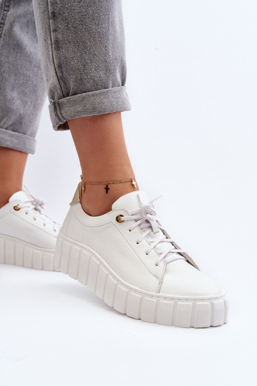 Zazoo 2919 Sieviešu Āda apavi Uz biezas zoles baltas krāsas Zazoo 2919 Sieviešu Āda apavi Uz biezas zoles baltas krāsas