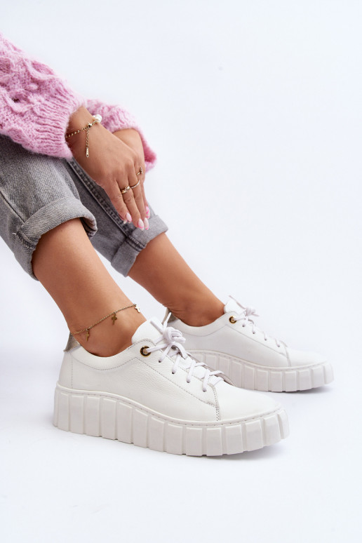 Zazoo 2919 Sieviešu Āda apavi Uz biezas zoles baltas krāsas Zazoo 2919 Sieviešu Āda apavi Uz biezas zoles baltas krāsas