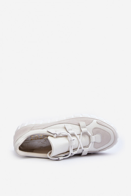 Sieviešu Āda sporta apavi ar platformu M01/1 Zazoo Ziloņkaula krāsas