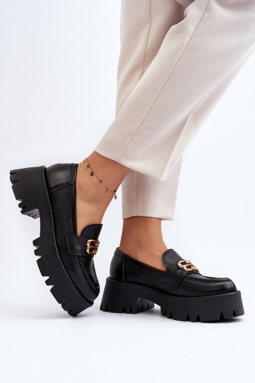 Zazoo 20164 Sieviešu Mokasīni Izgatavota no dabīgas ādas melnas krāsas