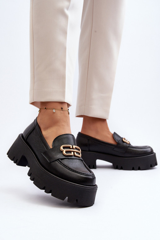 Zazoo 20164 Sieviešu Mokasīni Izgatavota no dabīgas ādas melnas krāsas