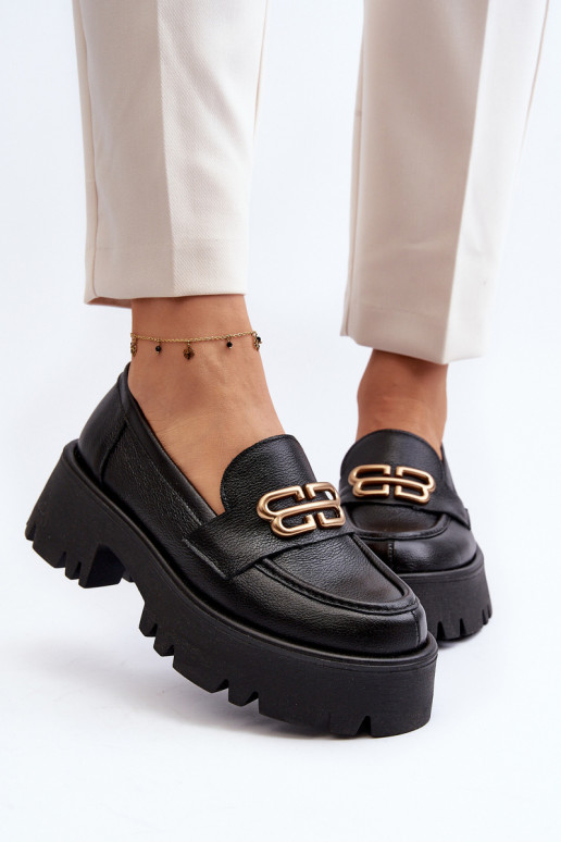 Zazoo 20164 Sieviešu Mokasīni Izgatavota no dabīgas ādas melnas krāsas