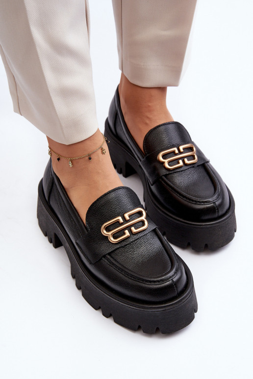 Zazoo 20164 Sieviešu Mokasīni Izgatavota no dabīgas ādas melnas krāsas