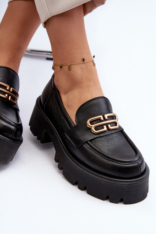 Zazoo 20164 Sieviešu Mokasīni Izgatavota no dabīgas ādas melnas krāsas