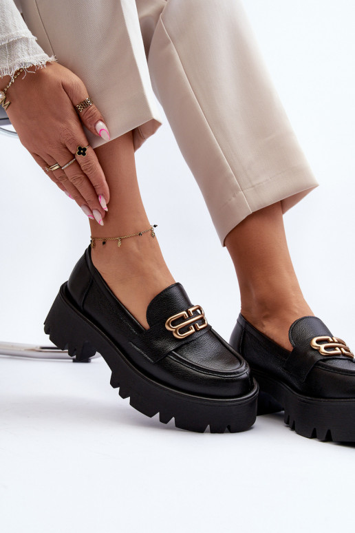 Zazoo 20164 Sieviešu Mokasīni Izgatavota no dabīgas ādas melnas krāsas