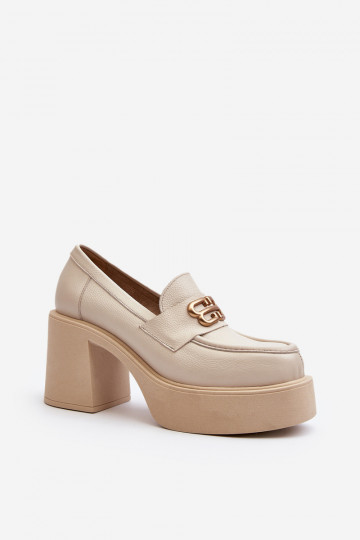 Zazoo 20170 apavi Āda Sieviešu ar papēdi Ziloņkaula krāsas 2