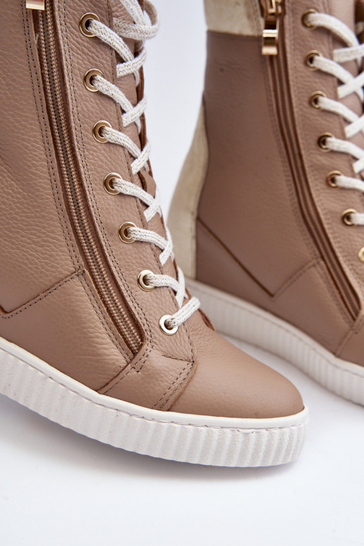 Zazoo 3081 Āda sieviešu puszābaki Uz Ķīļa smilšu krāsas Zazoo 3081 Āda sieviešu puszābaki Uz Ķīļa smilšu krāsas