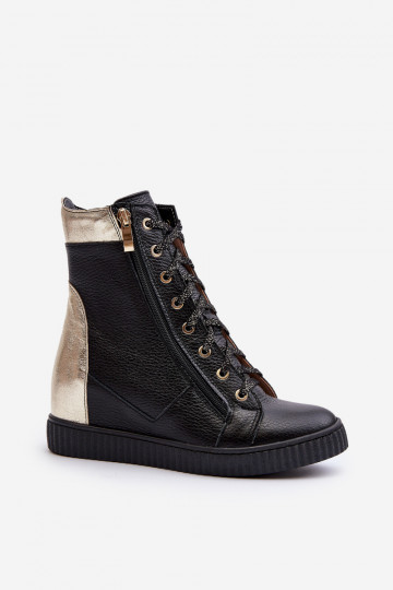 Zazoo 3081 Āda sieviešu puszābaki Uz Ķīļa melnas krāsas