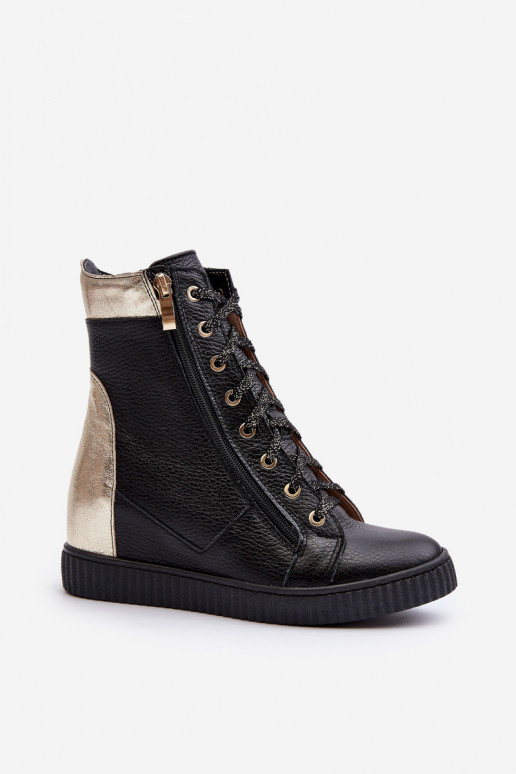 Zazoo 3081 Āda sieviešu puszābaki Uz Ķīļa melnas krāsas