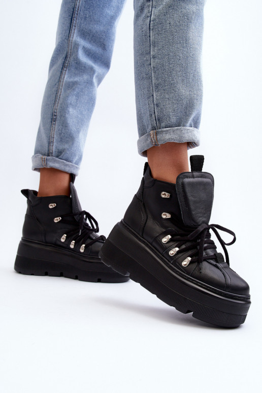 Zazoo 3416 Āda Sieviešu sporta apavi melnas krāsas Zazoo 3416 Āda Sieviešu sporta apavi melnas krāsas