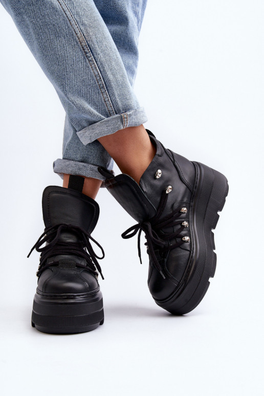 Zazoo 3416 Āda Sieviešu sporta apavi melnas krāsas Zazoo 3416 Āda Sieviešu sporta apavi melnas krāsas