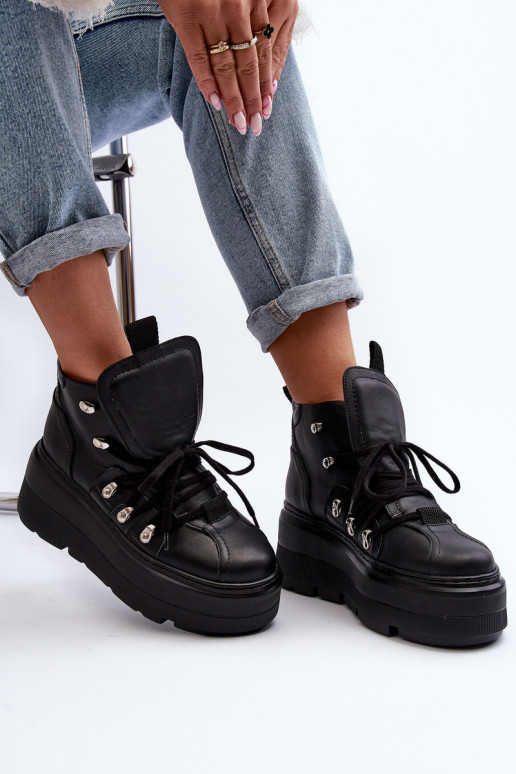 Zazoo 3416 Āda Sieviešu sporta apavi melnas krāsas Zazoo 3416 Āda Sieviešu sporta apavi melnas krāsas