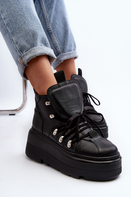 Zazoo 3416 Āda Sieviešu sporta apavi melnas krāsas Zazoo 3416 Āda Sieviešu sporta apavi melnas krāsas