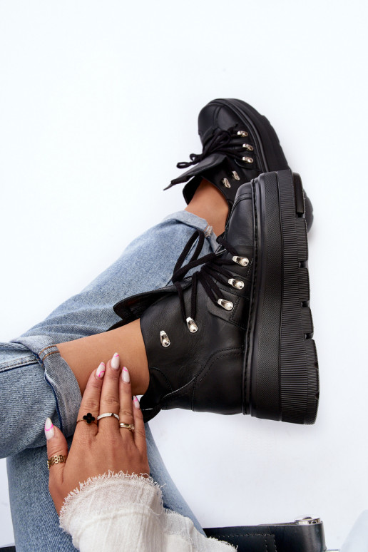 Zazoo 3416 Āda Sieviešu sporta apavi melnas krāsas Zazoo 3416 Āda Sieviešu sporta apavi melnas krāsas