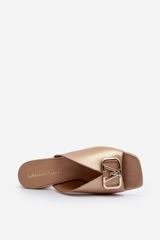 Eleganta stila sieviešu čības ar papēdi Laura Messi 2771 Zelta krāsas Eleganta stila sieviešu čības ar papēdi Laura Messi 2771 Zelta krāsas