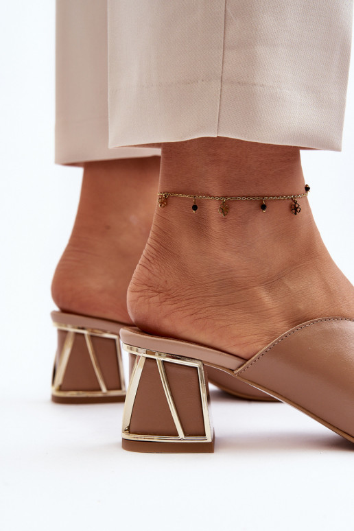 Eleganta stila sieviešu čības ar papēdi Laura Messi 2771 smilšu krāsas