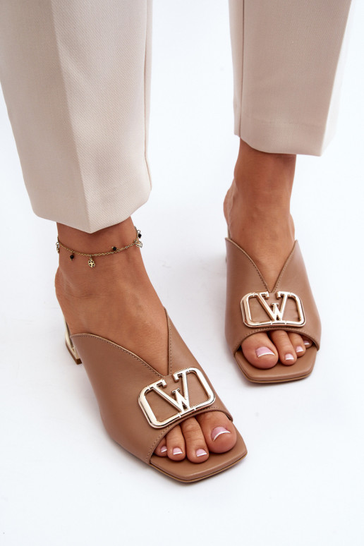 Eleganta stila sieviešu čības ar papēdi Laura Messi 2771 smilšu krāsas