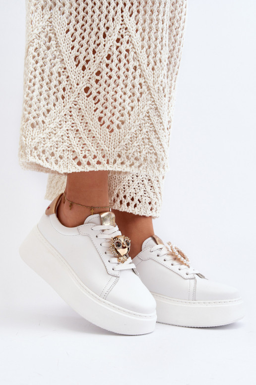 Sieviešu Āda Sneakers modeļa apavi CheBello 4411 baltas krāsas Sieviešu Āda Sneakers modeļa apavi CheBello 4411 baltas krāsas