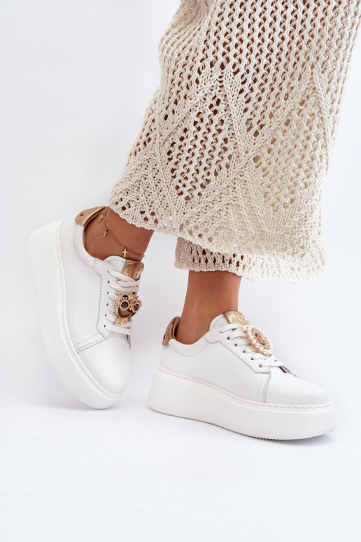 Sieviešu Āda Sneakers modeļa apavi CheBello 4411 baltas krāsas Sieviešu Āda Sneakers modeļa apavi CheBello 4411 baltas krāsas