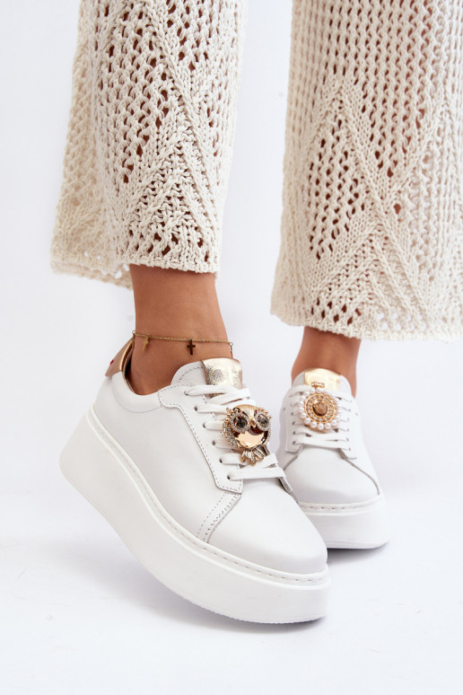 Sieviešu Āda Sneakers modeļa apavi CheBello 4411 baltas krāsas Sieviešu Āda Sneakers modeļa apavi CheBello 4411 baltas krāsas
