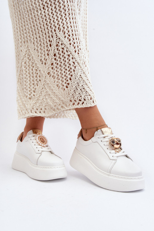 Sieviešu Āda Sneakers modeļa apavi CheBello 4411 baltas krāsas Sieviešu Āda Sneakers modeļa apavi CheBello 4411 baltas krāsas