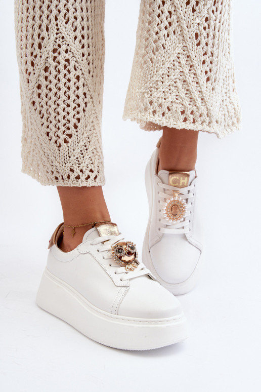 Sieviešu Āda Sneakers modeļa apavi CheBello 4411 baltas krāsas Sieviešu Āda Sneakers modeļa apavi CheBello 4411 baltas krāsas