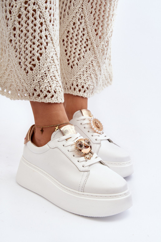 Sieviešu Āda Sneakers modeļa apavi CheBello 4411 baltas krāsas Sieviešu Āda Sneakers modeļa apavi CheBello 4411 baltas krāsas