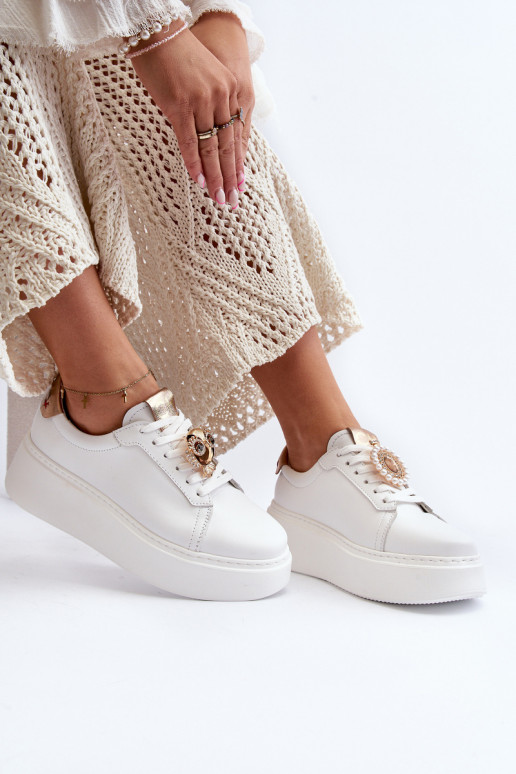 Sieviešu Āda Sneakers modeļa apavi CheBello 4411 baltas krāsas Sieviešu Āda Sneakers modeļa apavi CheBello 4411 baltas krāsas