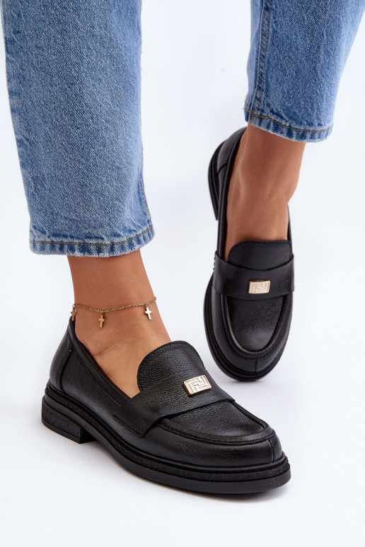 Zazoo 20165 Āda sieviešu mokasīni melnas krāsas Zazoo 20165 Āda sieviešu mokasīni melnas krāsas