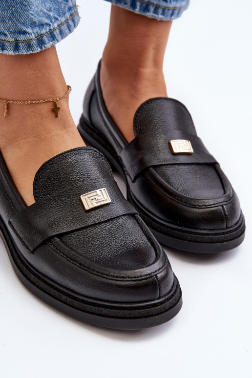 Zazoo 20165 Āda sieviešu mokasīni melnas krāsas Zazoo 20165 Āda sieviešu mokasīni melnas krāsas