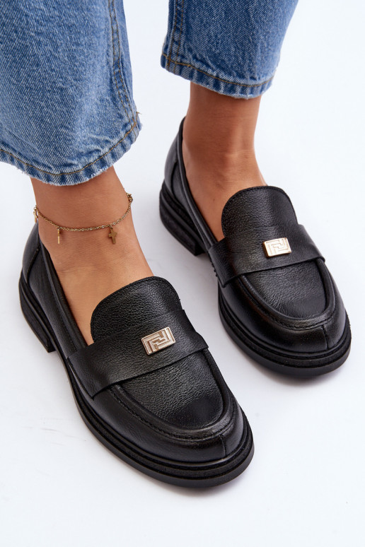 Zazoo 20165 Āda sieviešu mokasīni melnas krāsas Zazoo 20165 Āda sieviešu mokasīni melnas krāsas