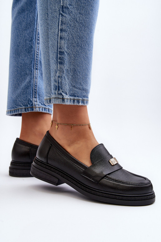 Zazoo 20165 Āda sieviešu mokasīni melnas krāsas Zazoo 20165 Āda sieviešu mokasīni melnas krāsas