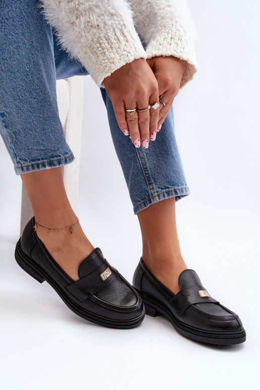 Zazoo 20165 Āda sieviešu mokasīni melnas krāsas Zazoo 20165 Āda sieviešu mokasīni melnas krāsas