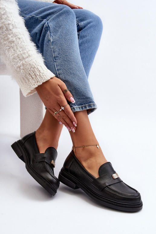 Zazoo 20165 Āda sieviešu mokasīni melnas krāsas Zazoo 20165 Āda sieviešu mokasīni melnas krāsas