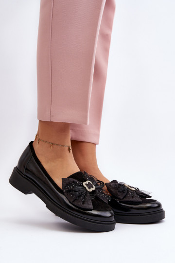 Sieviešu Lakoti mokasīni ar bantītēm Laura Messi 2786 melnas krāsas 2