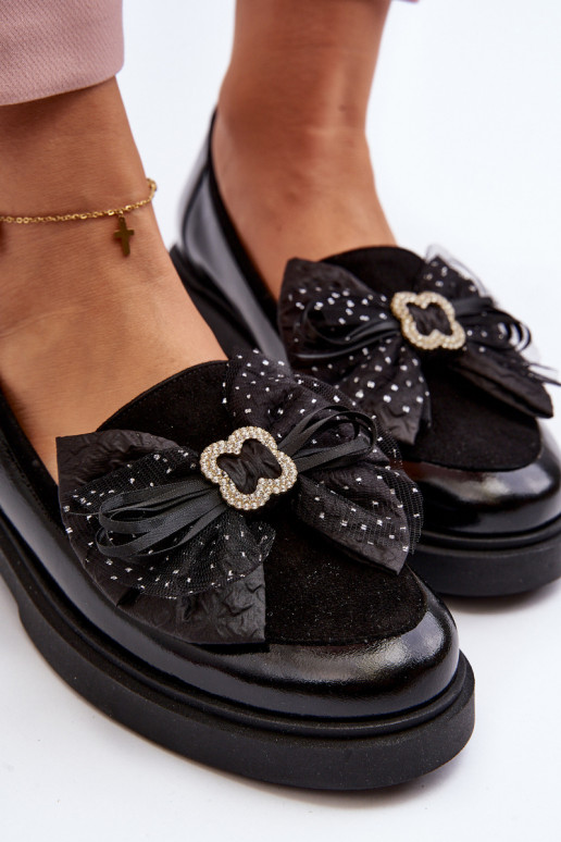 Sieviešu Lakoti mokasīni ar bantītēm Laura Messi 2786 melnas krāsas Sieviešu Lakoti mokasīni ar bantītēm Laura Messi 2786 melnas krāsas