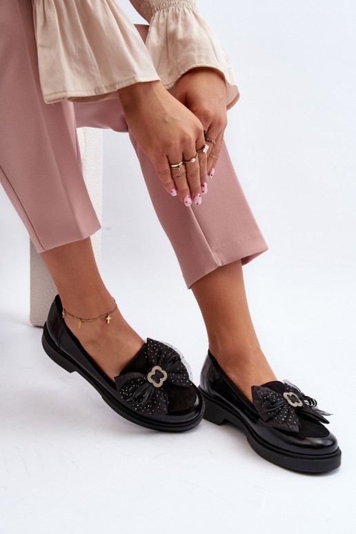 Sieviešu Lakoti mokasīni ar bantītēm Laura Messi 2786 melnas krāsas Sieviešu Lakoti mokasīni ar bantītēm Laura Messi 2786 melnas krāsas