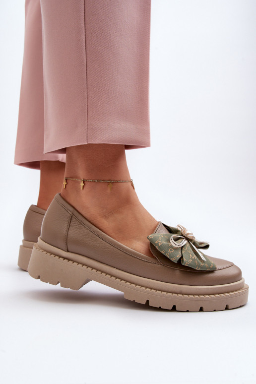 Sieviešu Āda Mokasīni ar bantītēm Laura Messi 2787 smilšu krāsas Sieviešu Āda Mokasīni ar bantītēm Laura Messi 2787 smilšu krāsas