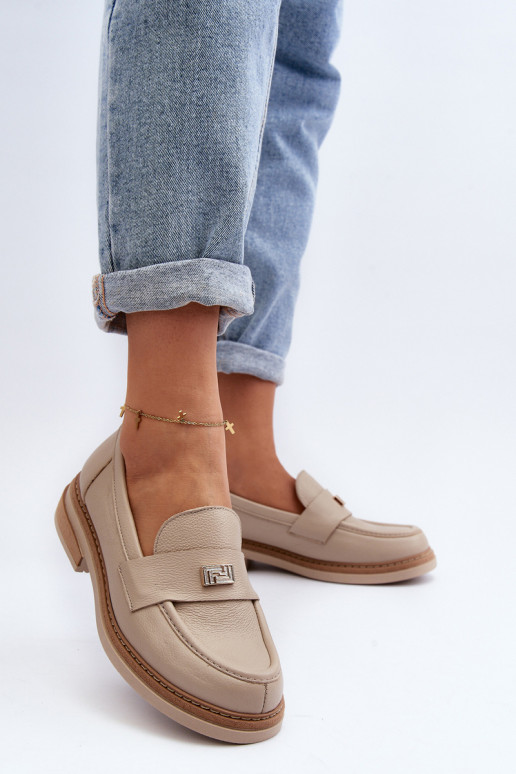 Zazoo 20165 Āda sieviešu mokasīni smilšu krāsas Zazoo 20165 Āda sieviešu mokasīni smilšu krāsas