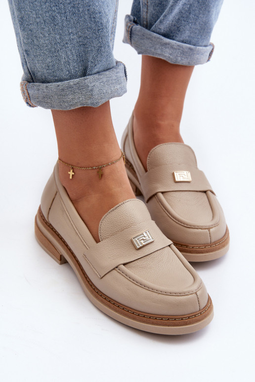Zazoo 20165 Āda sieviešu mokasīni smilšu krāsas Zazoo 20165 Āda sieviešu mokasīni smilšu krāsas