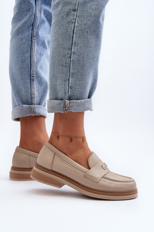 Zazoo 20165 Āda sieviešu mokasīni smilšu krāsas Zazoo 20165 Āda sieviešu mokasīni smilšu krāsas