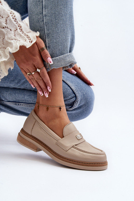Zazoo 20165 Āda sieviešu mokasīni smilšu krāsas Zazoo 20165 Āda sieviešu mokasīni smilšu krāsas