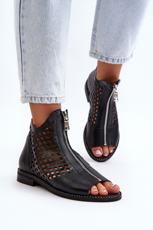 Zazoo 977/L Āda Ažūra basenes Uz pili melnas krāsas Zazoo 977/L Āda Ažūra basenes Uz pili melnas krāsas