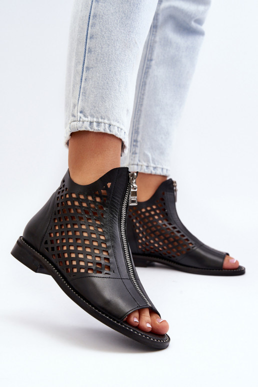 Zazoo 977/L Āda Ažūra basenes Uz pili melnas krāsas Zazoo 977/L Āda Ažūra basenes Uz pili melnas krāsas