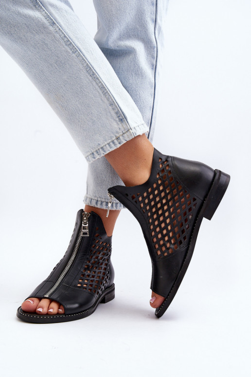 Zazoo 977/L Āda Ažūra basenes Uz pili melnas krāsas Zazoo 977/L Āda Ažūra basenes Uz pili melnas krāsas