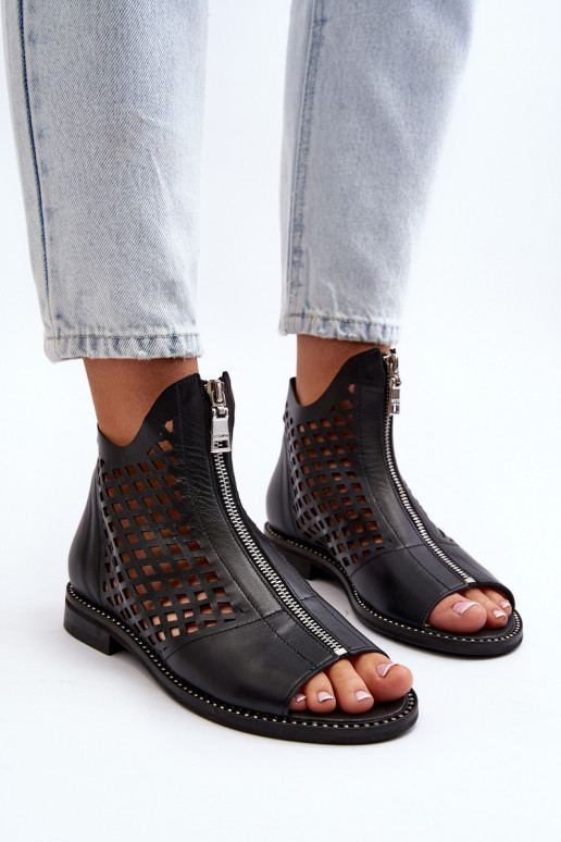 Zazoo 977/L Āda Ažūra basenes Uz pili melnas krāsas Zazoo 977/L Āda Ažūra basenes Uz pili melnas krāsas